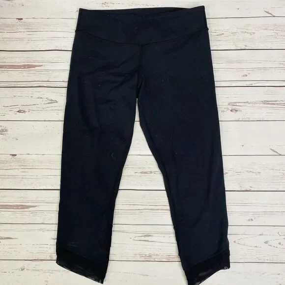 Lululemon Wunder Under Crop *SE Pleat 6 Black Luon - Picture 2 of 6